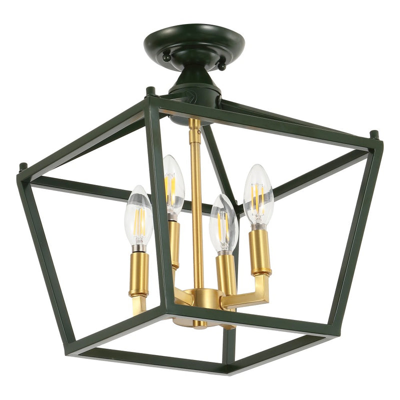 Plains Mini Lantern 12" Iron Modern Farmhouse LED Flush Mount