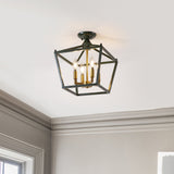 Plains Mini Lantern 12" Iron Modern Farmhouse LED Flush Mount