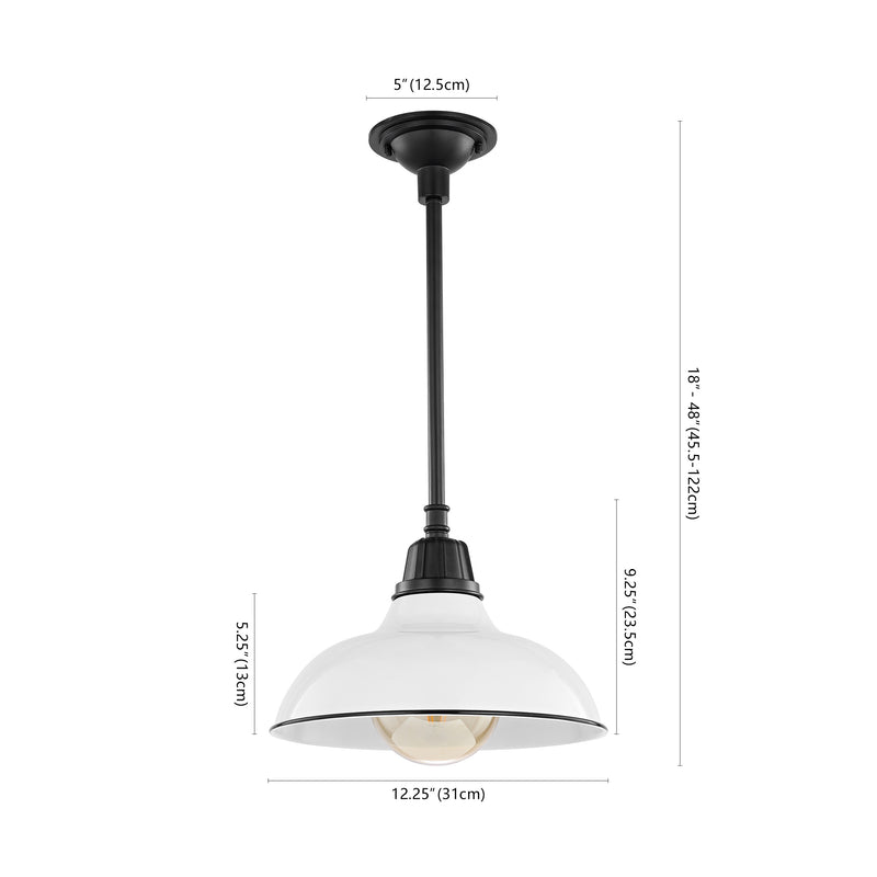Jasper 12.25" Farmhouse Industrial Indoor/Outdoor Iron LED Pendant