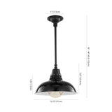 Jasper 12.25" Farmhouse Industrial Indoor/Outdoor Iron LED Pendant