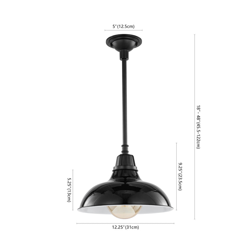 Jasper 12.25" Farmhouse Industrial Indoor/Outdoor Iron LED Pendant
