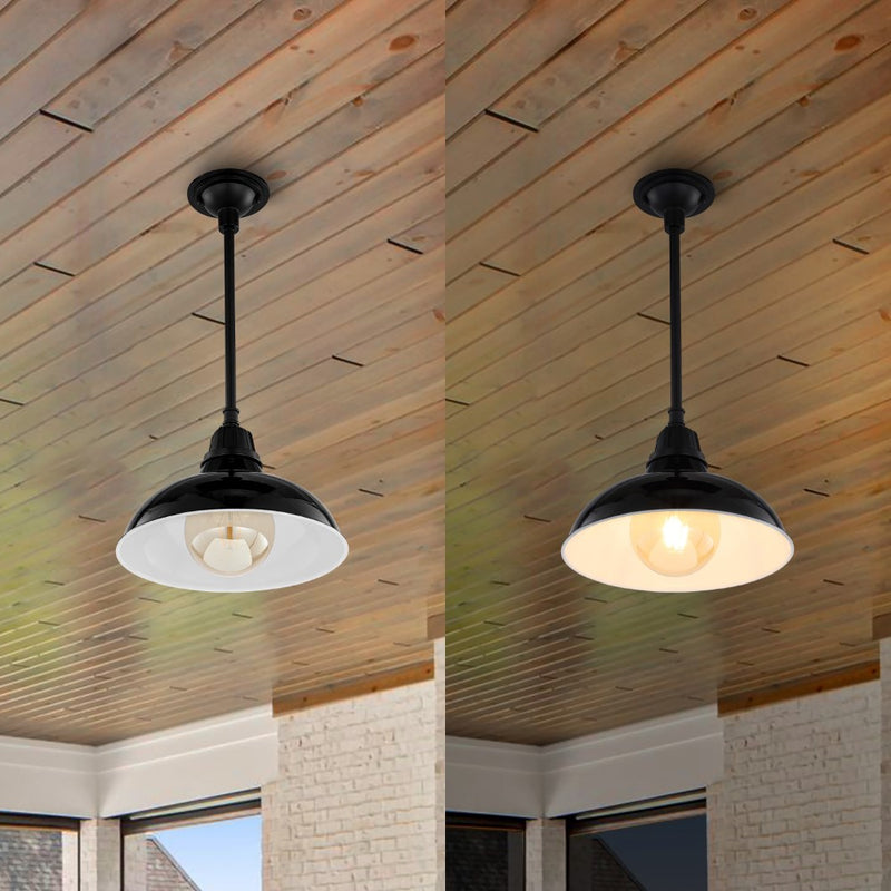 Jasper 12.25" Farmhouse Industrial Indoor/Outdoor Iron LED Pendant
