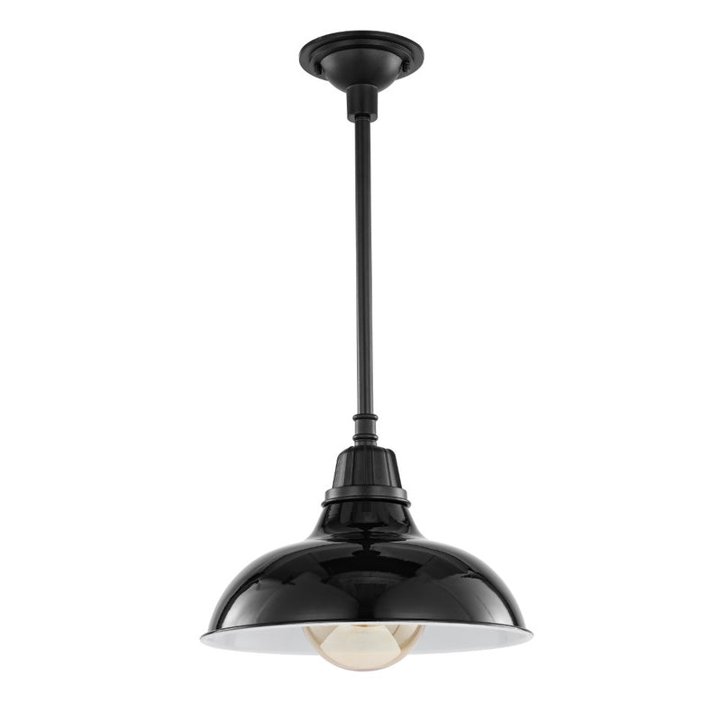 Jasper 12.25" Farmhouse Industrial Indoor/Outdoor Iron LED Pendant