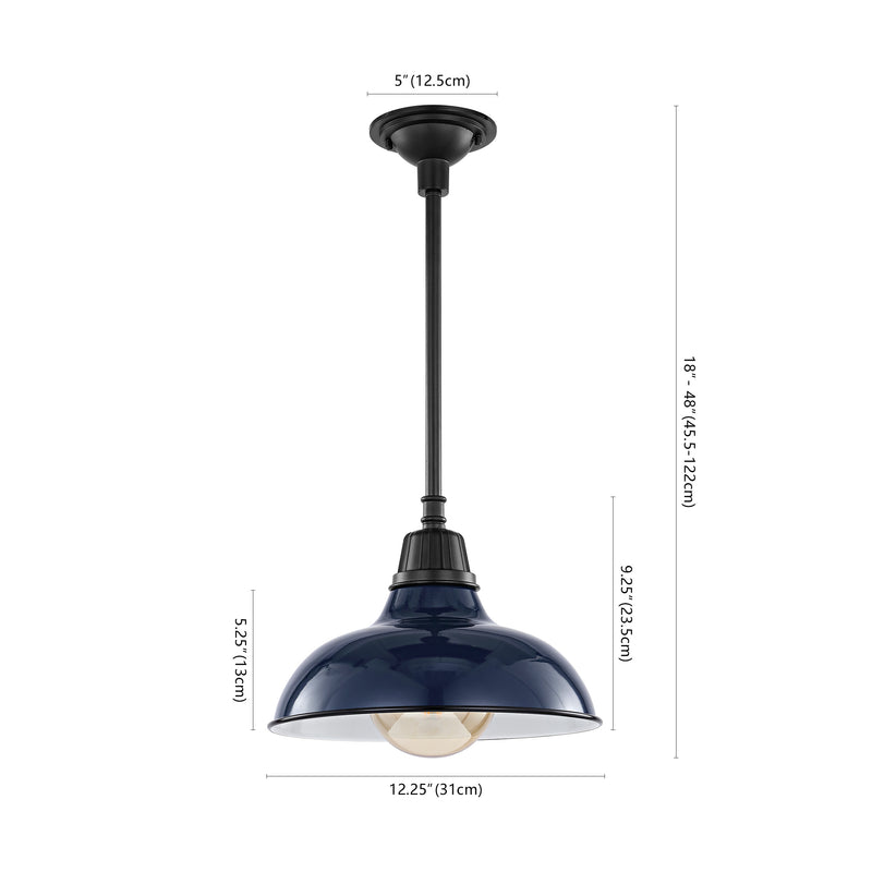 Jasper 12.25" Farmhouse Industrial Indoor/Outdoor Iron LED Pendant