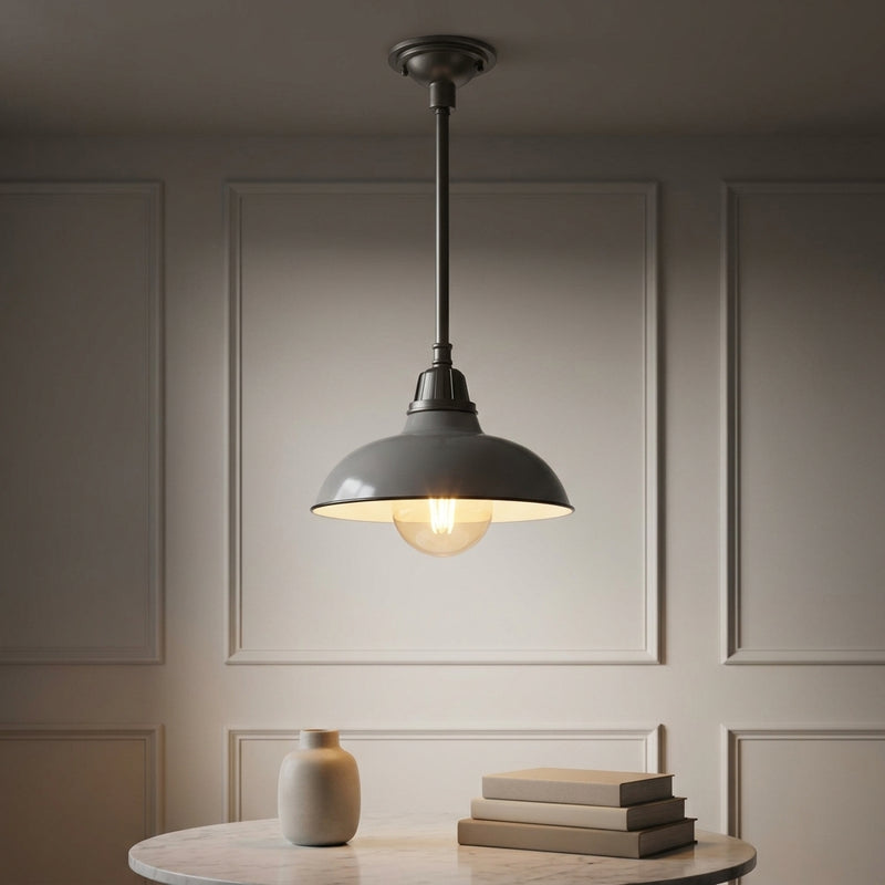 Jasper 12.25" Farmhouse Industrial Indoor/Outdoor Iron LED Pendant Gray – AI-ON