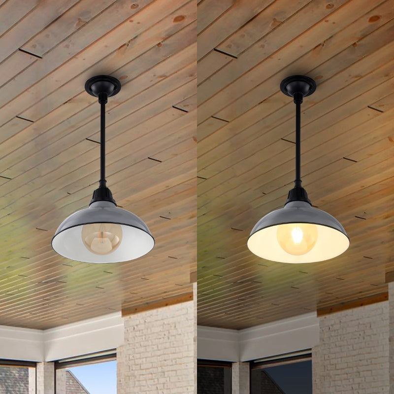 Jasper 12.25" Farmhouse Industrial Indoor/Outdoor Iron LED Pendant
