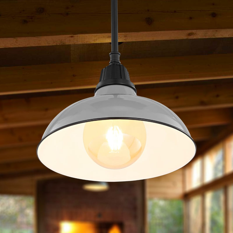 Jasper 12.25" Farmhouse Industrial Indoor/Outdoor Iron LED Pendant