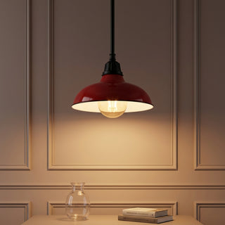 Jasper 12.25" Farmhouse Industrial Indoor/Outdoor Iron LED Pendant Red – AI-ON