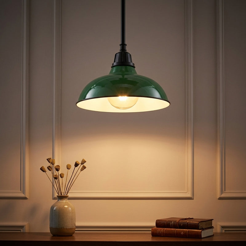 Jasper 12.25" Farmhouse Industrial Indoor/Outdoor Iron LED Pendant Green – AI-ON