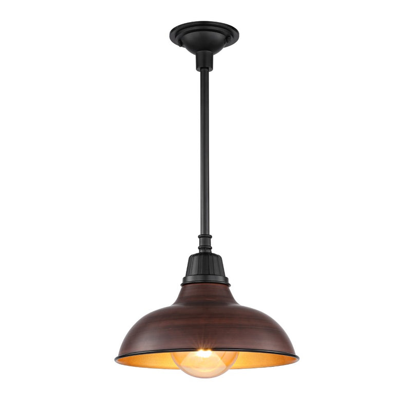 Jasper 12.25" Farmhouse Industrial Indoor/Outdoor Iron LED Pendant