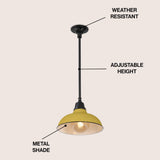 Jasper 12.25" Farmhouse Industrial Indoor/Outdoor Iron LED Pendant