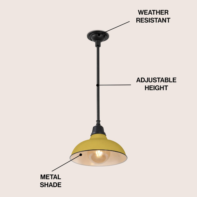 Jasper 12.25" Farmhouse Industrial Indoor/Outdoor Iron LED Pendant