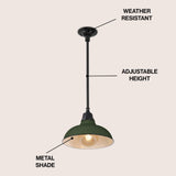 Jasper 12.25" Farmhouse Industrial Indoor/Outdoor Iron LED Pendant