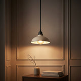Jasper 12.25" Farmhouse Industrial Indoor/Outdoor Iron LED Pendant Matte Almond – AI-ON