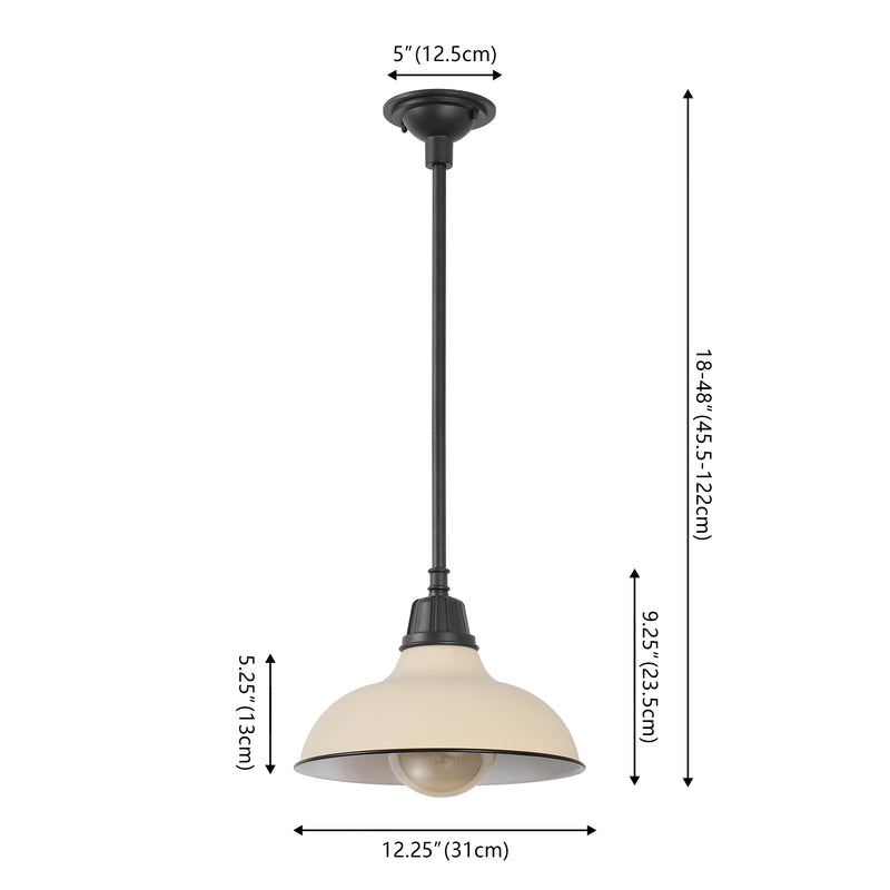 Jasper 12.25" Farmhouse Industrial Indoor/Outdoor Iron LED Pendant