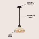 Jasper 12.25" Farmhouse Industrial Indoor/Outdoor Iron LED Pendant