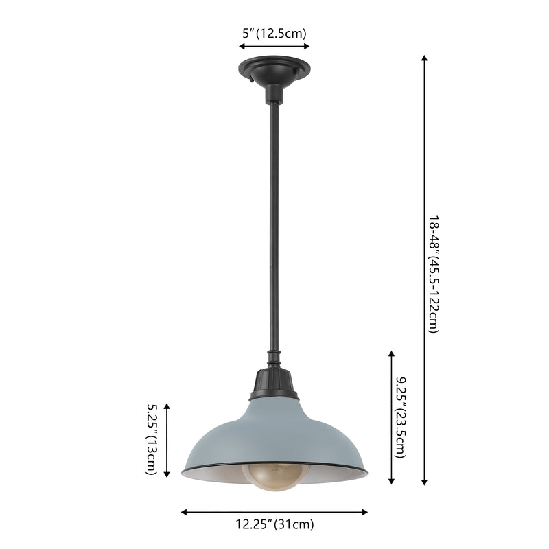 Jasper 12.25" Farmhouse Industrial Indoor/Outdoor Iron LED Pendant