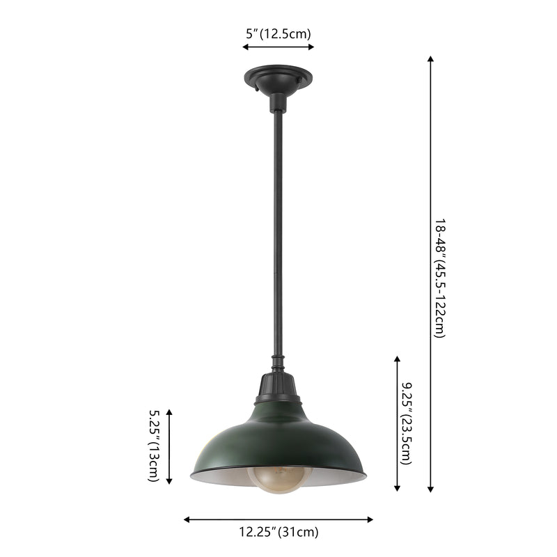Jasper 12.25" Farmhouse Industrial Indoor/Outdoor Iron LED Pendant