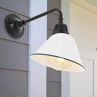 Croydon 9.63"  Farmhouse Industrial Indoor/Outdoor Iron LED Gooseneck Arm Outdoor Sconce - JONATHAN Y