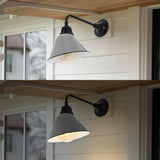 Croydon 9.63"  Farmhouse Industrial Indoor/Outdoor Iron LED Gooseneck Arm Outdoor Sconce