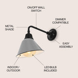 Croydon 9.63"  Farmhouse Industrial Indoor/Outdoor Iron LED Gooseneck Arm Outdoor Sconce