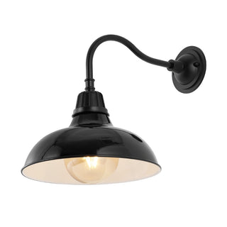 Aurora 12.25" Farmhouse Industrial Indoor/Outdoor Iron LED Gooseneck Arm Outdoor Sconce - JONATHAN Y