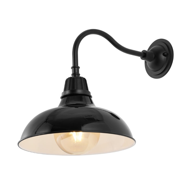 Aurora 12.25" Farmhouse Industrial Indoor/Outdoor Iron LED Gooseneck Arm Outdoor Sconce - JONATHAN Y