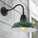 Aurora 12.25" Farmhouse Industrial Indoor/Outdoor Iron LED Gooseneck Arm Outdoor Sconce
