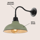 Aurora 12.25" Farmhouse Industrial Indoor/Outdoor Iron LED Gooseneck Arm Outdoor Sconce