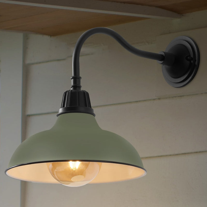 Aurora 12.25" Farmhouse Industrial Indoor/Outdoor Iron LED Gooseneck Arm Outdoor Sconce