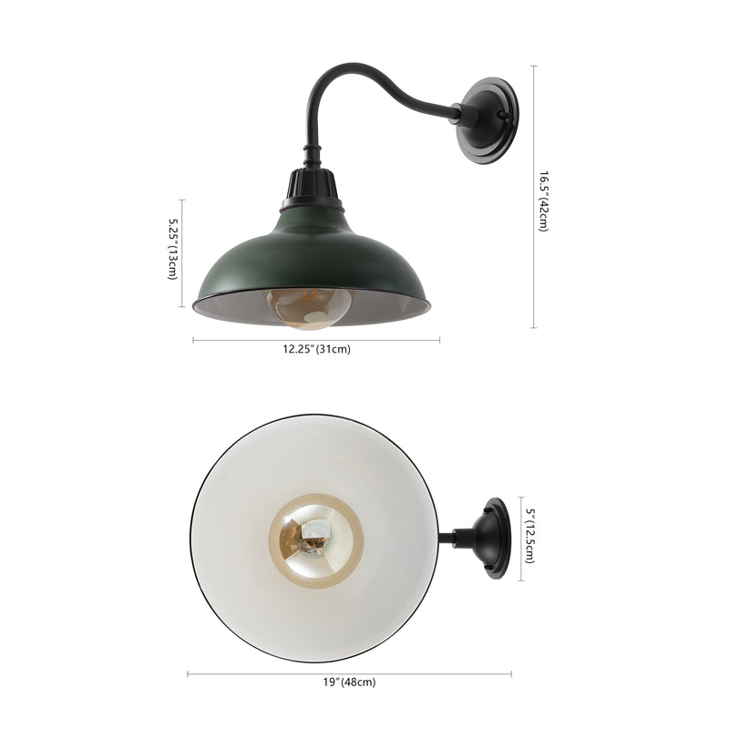 Aurora 12.25" Farmhouse Industrial Indoor/Outdoor Iron LED Gooseneck Arm Outdoor Sconce