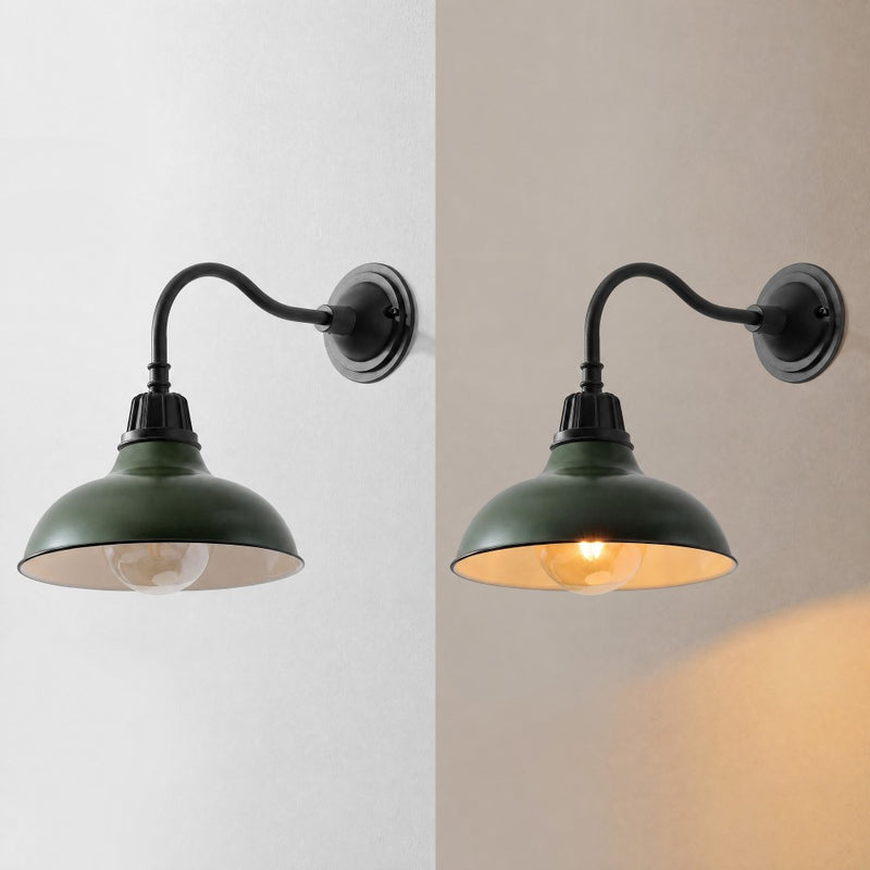 Aurora 12.25" Farmhouse Industrial Indoor/Outdoor Iron LED Gooseneck Arm Outdoor Sconce