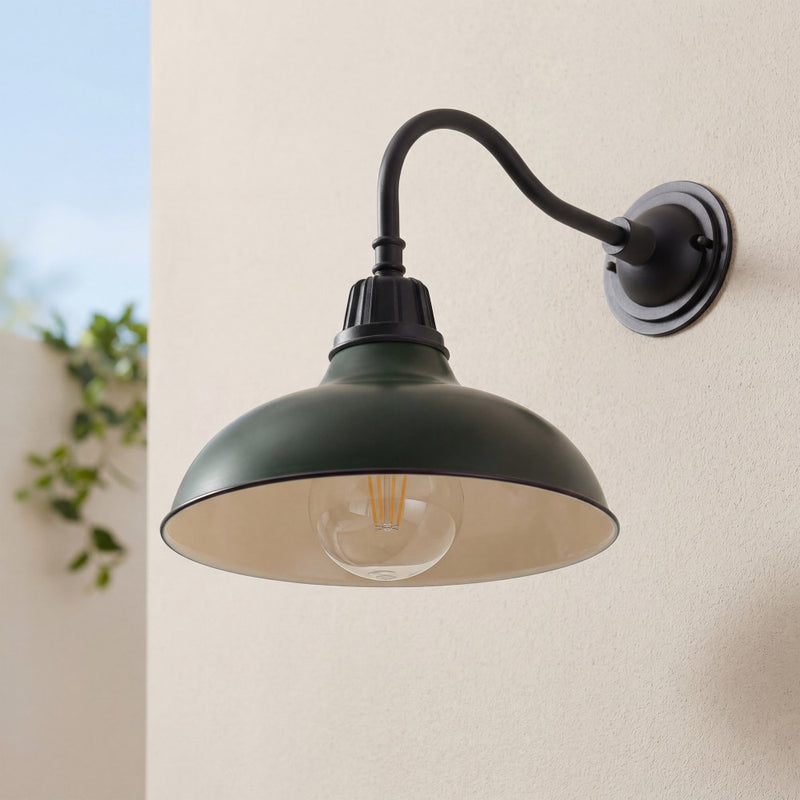 Aurora 12.25" Farmhouse Industrial Indoor/Outdoor Iron LED Gooseneck Arm Outdoor Sconce