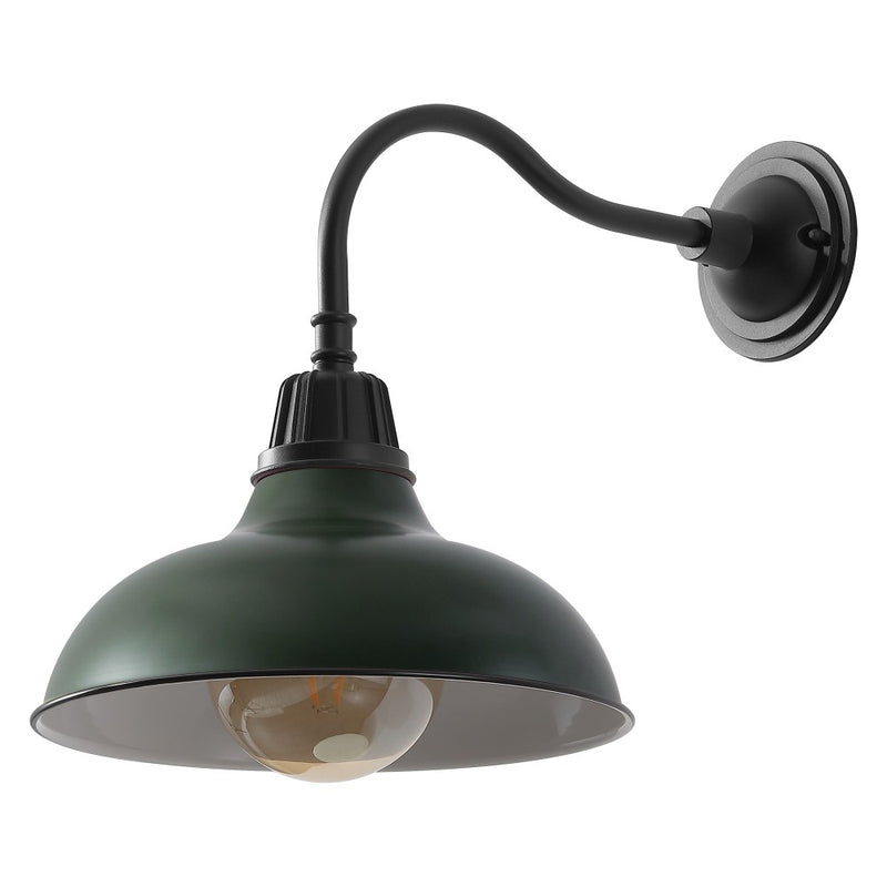 Aurora 12.25" Farmhouse Industrial Indoor/Outdoor Iron LED Gooseneck Arm Outdoor Sconce