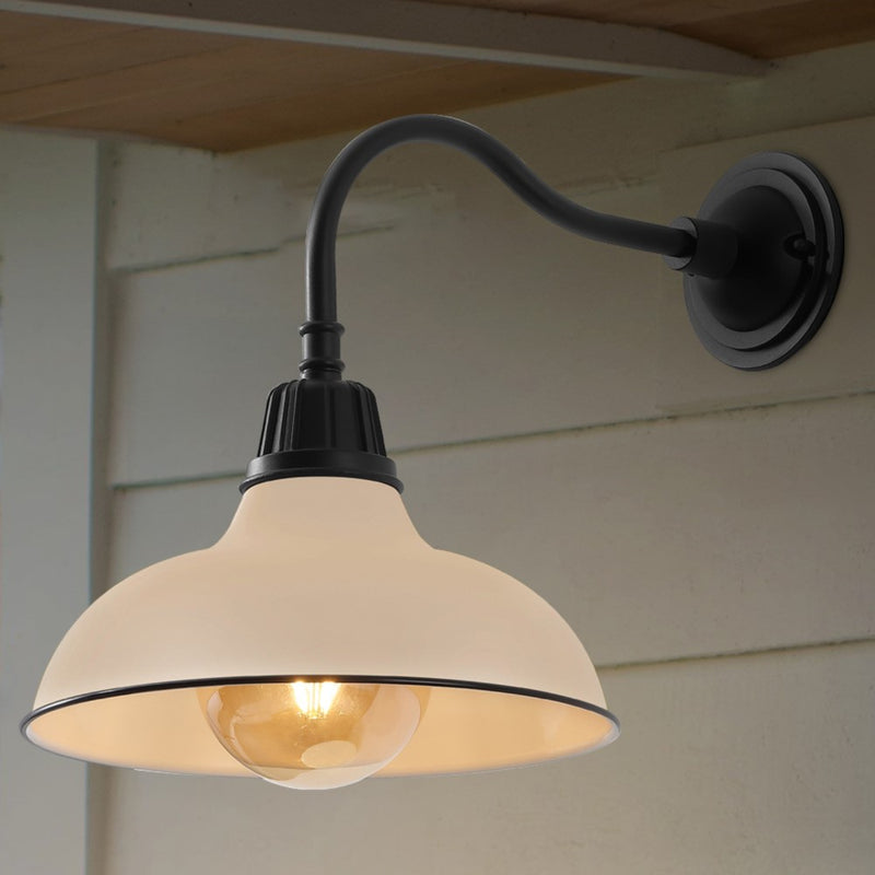Aurora 12.25" Farmhouse Industrial Indoor/Outdoor Iron LED Gooseneck Arm Outdoor Sconce