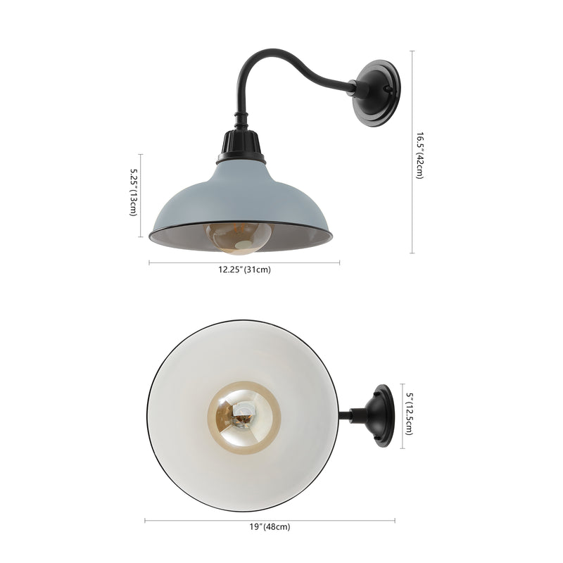 Aurora 12.25" Farmhouse Industrial Indoor/Outdoor Iron LED Gooseneck Arm Outdoor Sconce