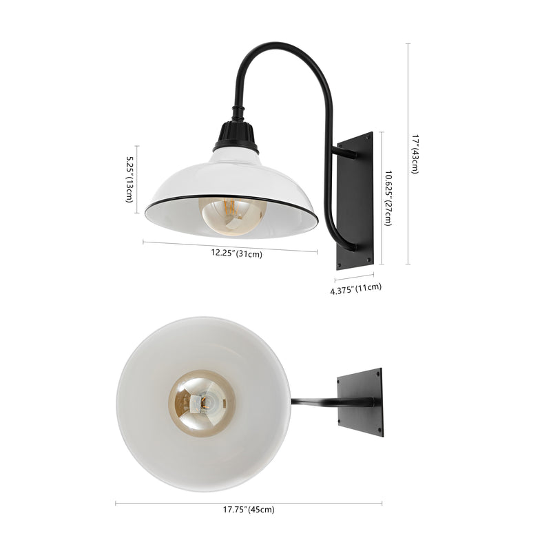 Stanley 12.25" Farmhouse Industrial Indoor/Outdoor Iron LED Gooseneck Arm Outdoor Sconce