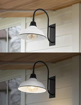 Stanley 12.25" Farmhouse Industrial Indoor/Outdoor Iron LED Gooseneck Arm Outdoor Sconce