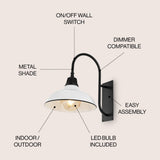 Stanley 12.25" Farmhouse Industrial Indoor/Outdoor Iron LED Gooseneck Arm Outdoor Sconce