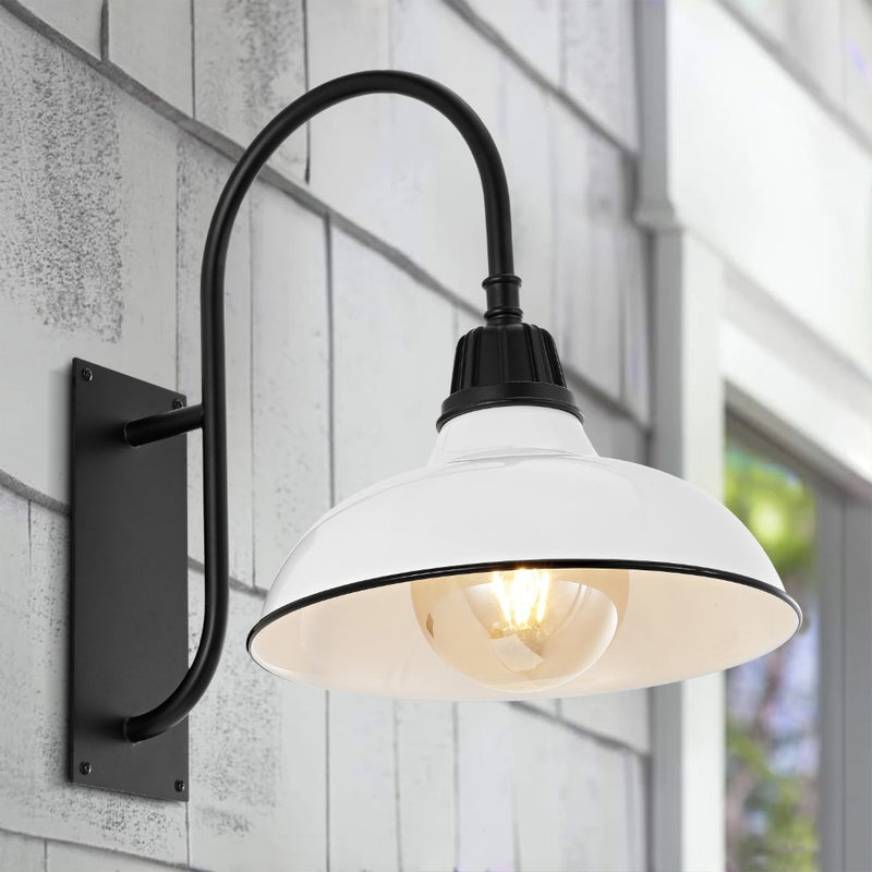 Stanley 12.25" Farmhouse Industrial Indoor/Outdoor Iron LED Gooseneck Arm Outdoor Sconce