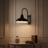 Stanley 12.25" Farmhouse Industrial Indoor/Outdoor Iron LED Gooseneck Arm Outdoor Sconce Black – AI-ON