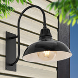 Stanley 12.25" Farmhouse Industrial Indoor/Outdoor Iron LED Gooseneck Arm Outdoor Sconce