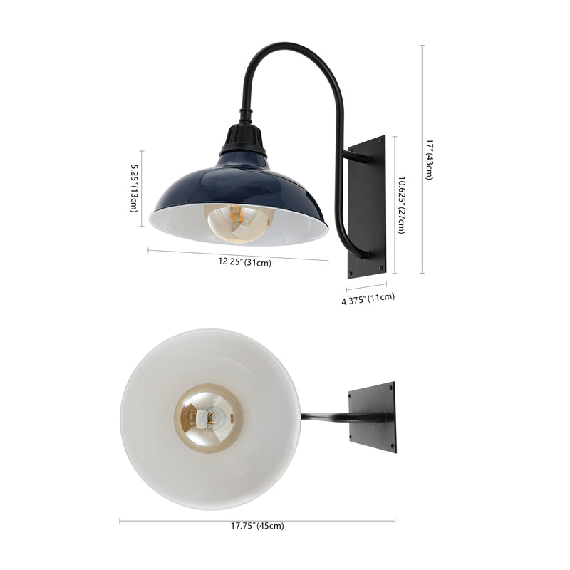 Stanley 12.25" Farmhouse Industrial Indoor/Outdoor Iron LED Gooseneck Arm Outdoor Sconce