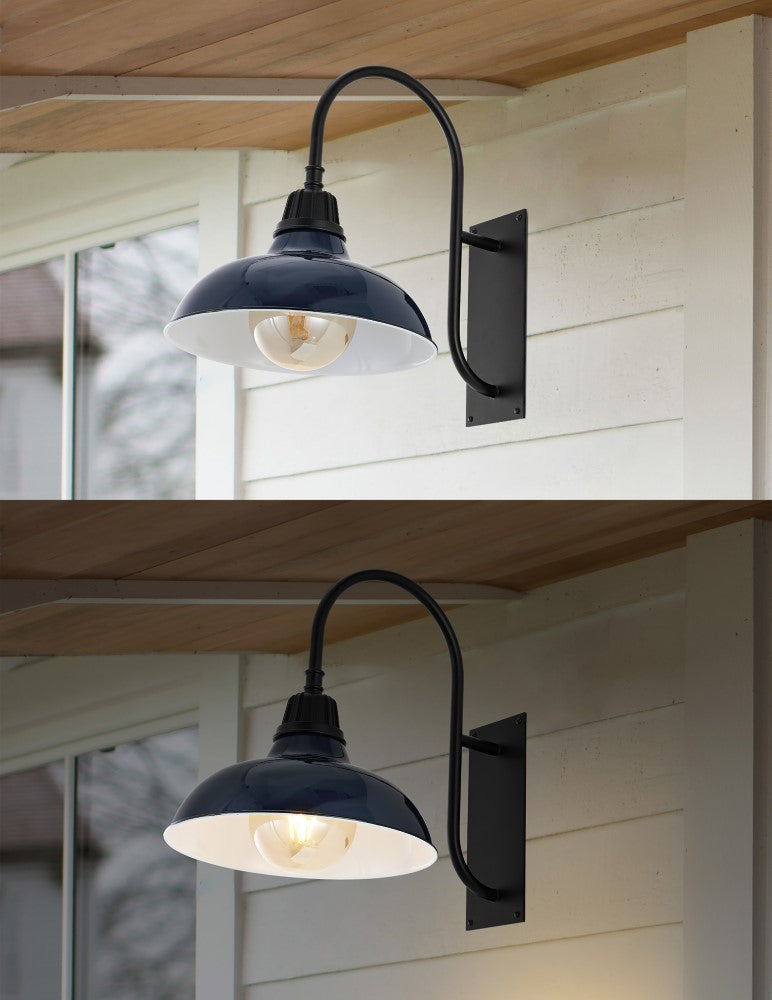 Stanley 12.25" Farmhouse Industrial Indoor/Outdoor Iron LED Gooseneck Arm Outdoor Sconce