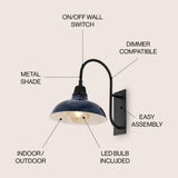 Stanley 12.25" Farmhouse Industrial Indoor/Outdoor Iron LED Gooseneck Arm Outdoor Sconce