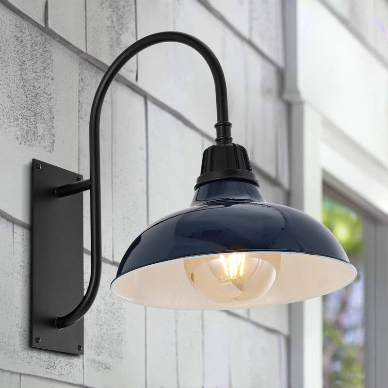 Stanley 12.25" Farmhouse Industrial Indoor/Outdoor Iron LED Gooseneck Arm Outdoor Sconce