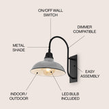 Stanley 12.25" Farmhouse Industrial Indoor/Outdoor Iron LED Gooseneck Arm Outdoor Sconce