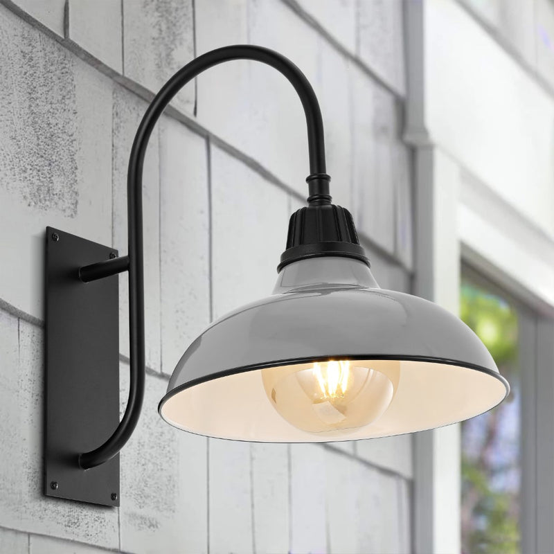 Stanley 12.25" Farmhouse Industrial Indoor/Outdoor Iron LED Gooseneck Arm Outdoor Sconce