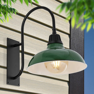 Stanley 12.25" Farmhouse Industrial Indoor/Outdoor Iron LED Gooseneck Arm Outdoor Sconce