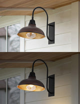 Stanley 12.25" Farmhouse Industrial Indoor/Outdoor Iron LED Gooseneck Arm Outdoor Sconce